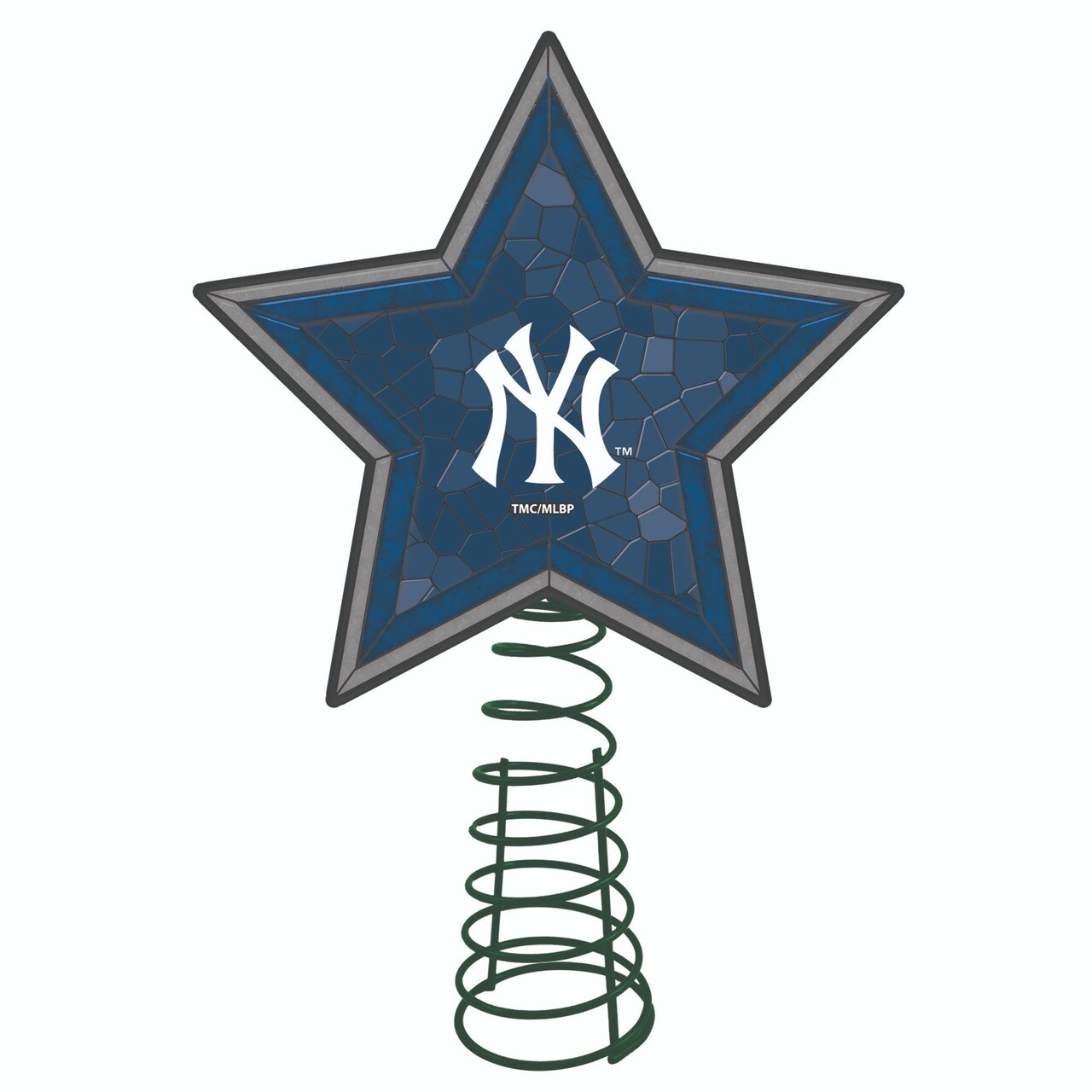 The Memory Company 10" Lighted Blue and White Star MLB New York Yankees Christmas Tree Topper